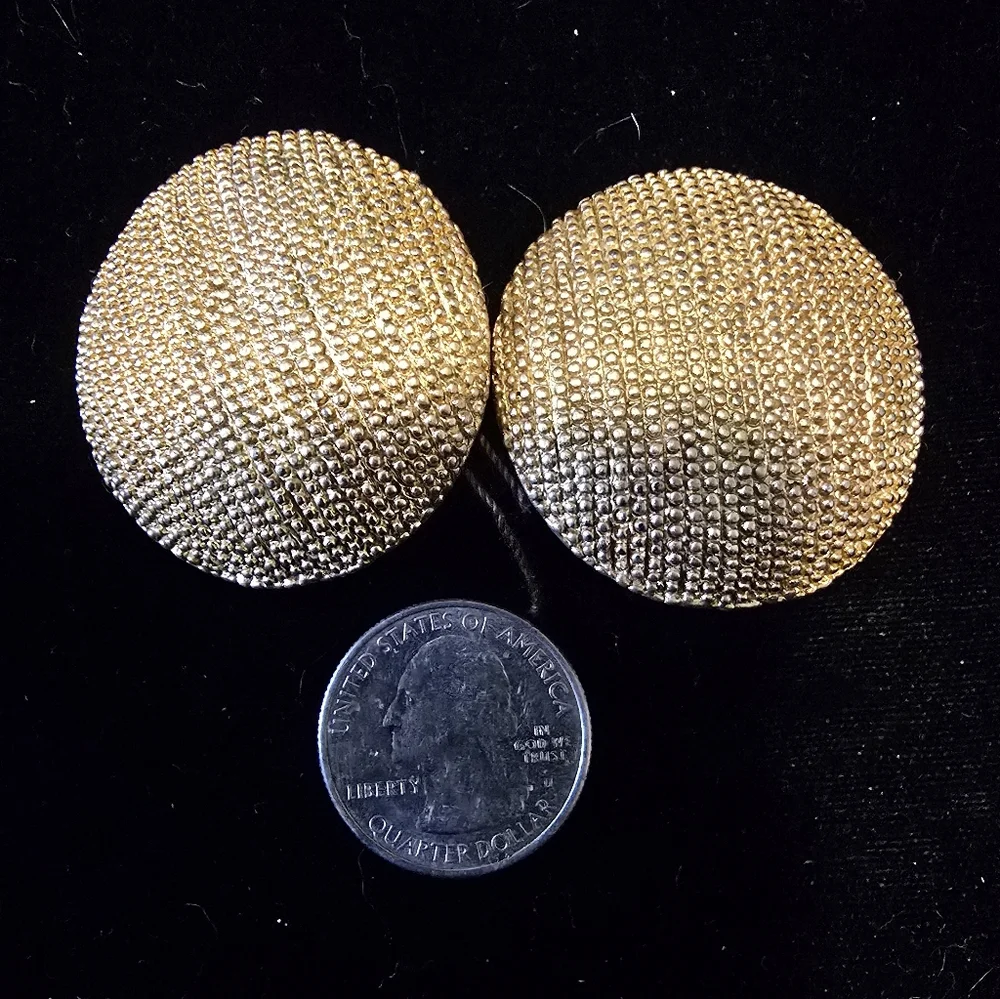 Vintage Gold-Tone Large Dome Shaped Clip-On Earrings